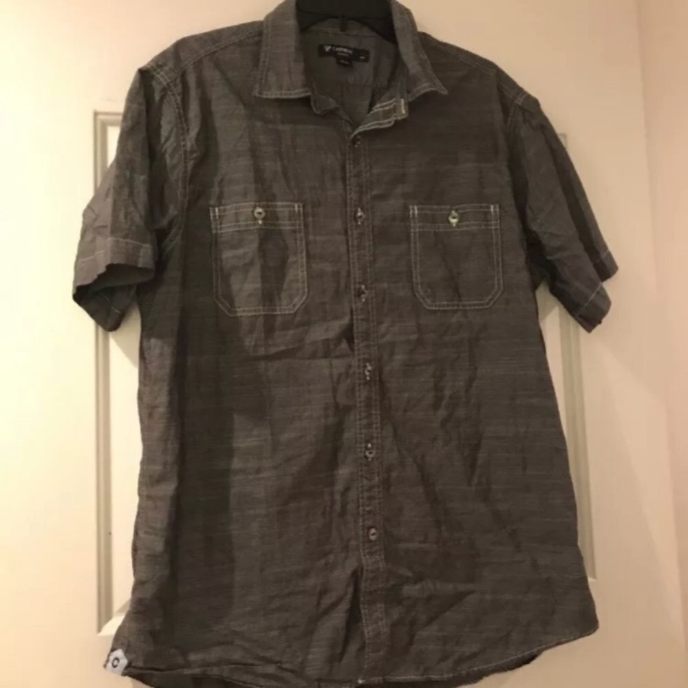 Cremieux Gray Button Front Shirt Large